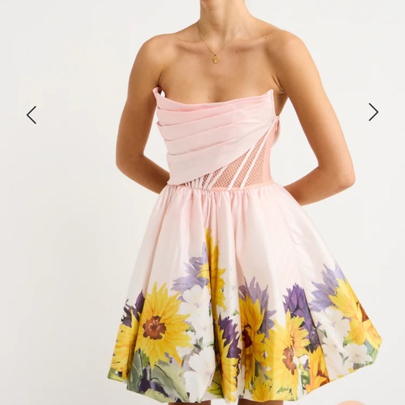 Leo Lin Dresses & Skirts - Floral Strapless Dress in Pink